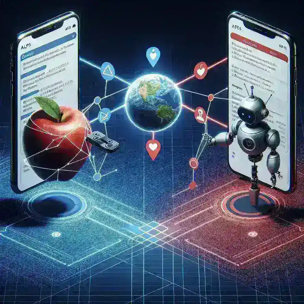"Comparison of Android and Apple tracking system integration differences with visual charts and graphs illustrating unique features and functionalities."